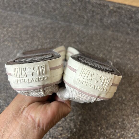 Converse All Star Slip On Beige Pinstriped Canvas Shoes Womens Sz 9 Stretch Back - Picture 8 of 11